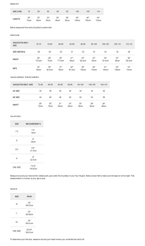 burberry apparel size guide.